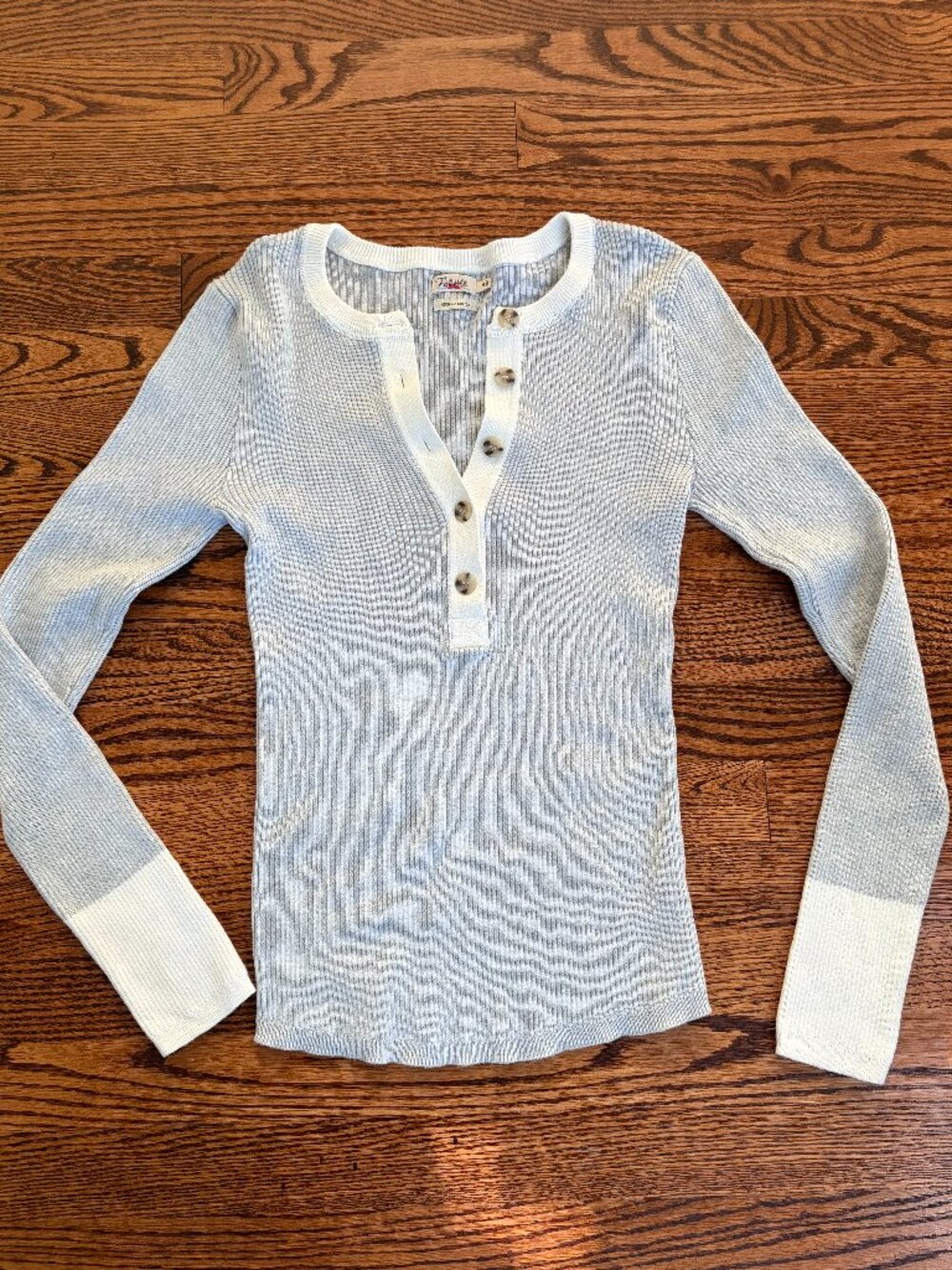 Women's Faherty Mikki Henley cotton cashmere sweater, sz small long sleeve shirt